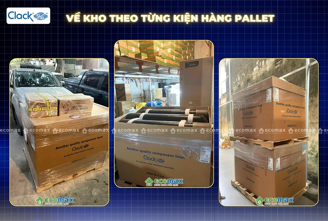 Các dấu hiệu nhận biết và cách phân biệt hàng Clack chính hãng 7 Hàng chuẩn được đóng theo Pallet, thùng bìa Carton chắc chắn