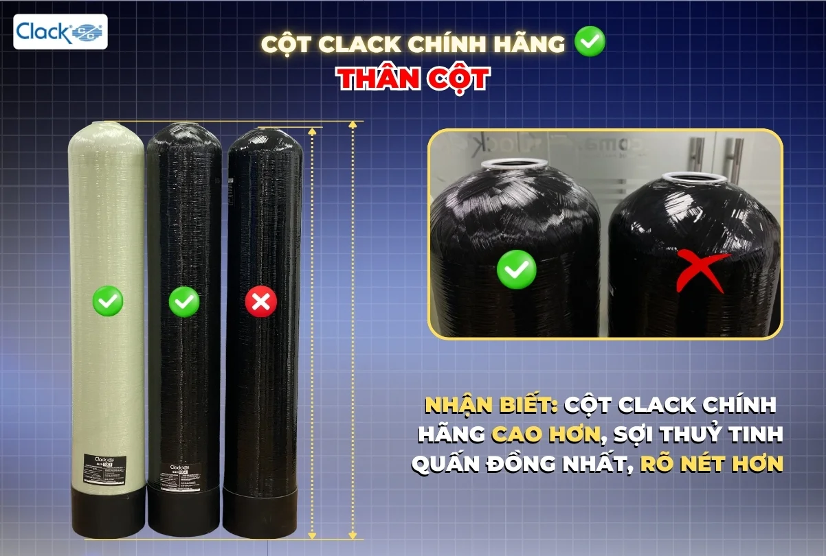 Các dấu hiệu nhận biết và cách phân biệt hàng Clack chính hãng 2 Nhận biết cột lọc chính hãng Clack USA